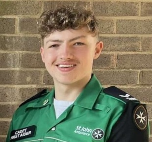 Nathan Heatrick St John Ambulance Cadet administers life-saving first aid